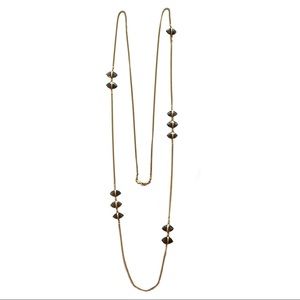 Chan Luu Long Chain Necklace Smoky Quartz Gemstones Gold Plated Sterling Silver